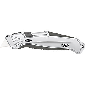 Sicherheits-Cutter mit Keramikklinge, Aluminium, grau.