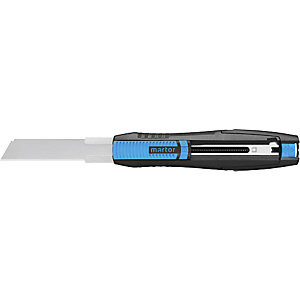 Sicherheits-Cutter mit Wellenschliffklinge, Kunststoff, schwarz.
