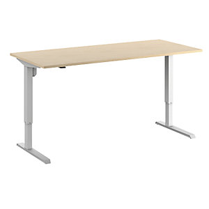 Schreibtisch Venla, elektrisch höhenverstellbar, gerade, BxT 1800 x 800 mm, Birke/weiß.
