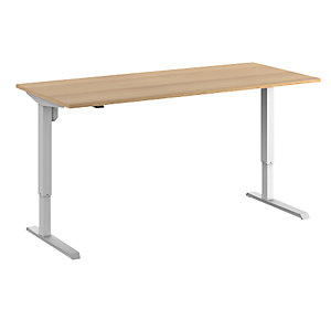 Schreibtisch Venla, elektrisch höhenverstellbar, gerade, BxT 1800 x 800 mm, Buche/weiß.