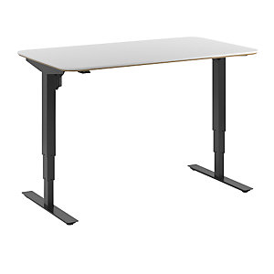 Schreibtisch Atlanta Trend, elektrisch höhenverstellbar, gerade, abgerundete Ecken, BxT 1400 x 800 mm, weiß/schwarz.
