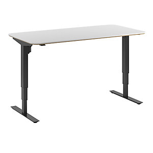 Schreibtisch Atlanta Trend, elektrisch höhenverstellbar, gerade, abgerundete Ecken, BxT 1600 x 800 mm, weiß/schwarz.