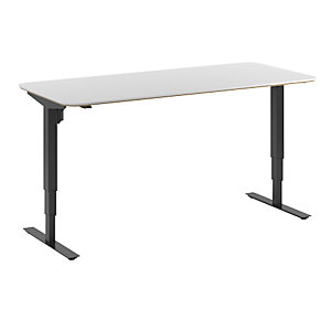 Schreibtisch Atlanta Trend, elektrisch höhenverstellbar, gerade, abgerundete Ecken, BxT 1800 x 800 mm, weiß/schwarz.