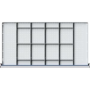 Schubladeneinteilung, für Höhe 60 mm, für Breite 1200 mm, 5 Trennwände, 15 Steckwände.