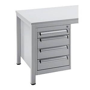 Schubladen-Unterbauschrank, für Meisterschreibtisch, mit 4 Schubladen 1 x 70 / 1 x 80 / 2 x 150 mm hoch.