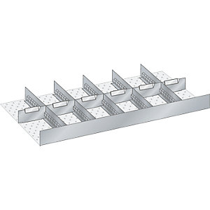 Schubladeneinteilungsset, Breite 1000 mm, 6 Schlitzwände, 6 Trennbleche.