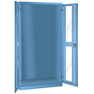 Sichtfensterschrank, HxBxT 1950 x 1000 x 580 mm, Leergehäuse, lichtblau.