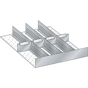 Schubladeneinteilungsset, Breite 500 mm, 4 Schlitzwände, 4 Trennbleche.