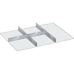 Schubladeneinteilungsset, 2 Schlitzwände, 2 Trennbleche, für Fronthöhe 50 mm.