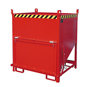 Silobehälter, Volumen 1 m³, mit stirnseitiger Klappe, feuerrot RAL 3000.